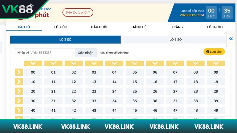 xổ số vk88 lô đề siêu tốc